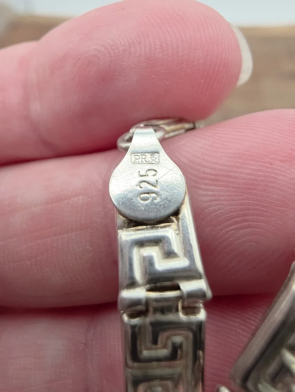 Vintage Paolo Romeo 925 Sterling Silver Greek Key Bracelet